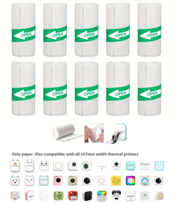 미니 프린터 용지 57*25mm x 10개 접착 감열라벨 스티커 1개