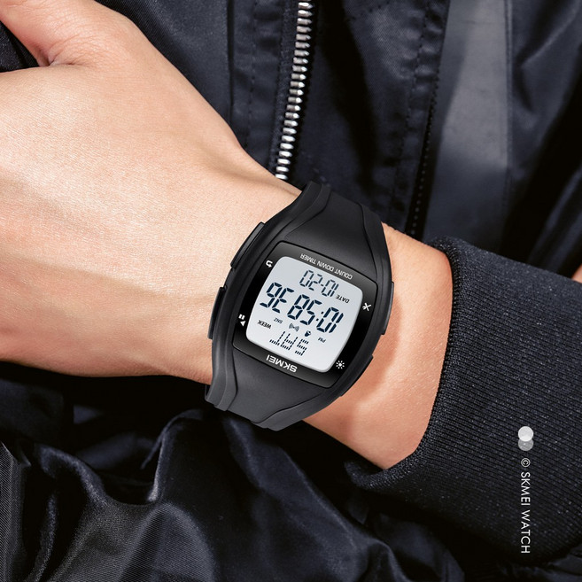 SKM 남여공용 듀얼타임 카운트다운 타이머 스포츠 멀티펑션 전자 손목시계