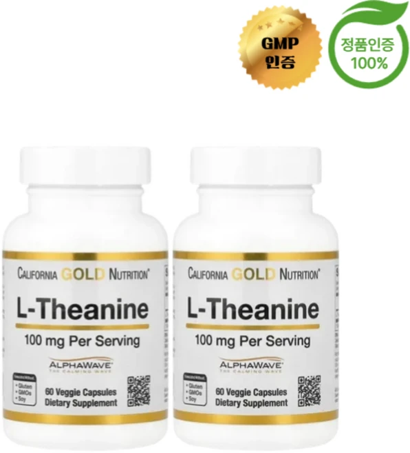 CGN 엘 L테아닌 100mg 60캡슐 2병 알파웨이브, 60정, 2개 - 쿠팡