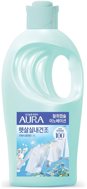 아우라 햇살 실내 건조 섬유유연제 프레시클린 본품, 1L, 1개