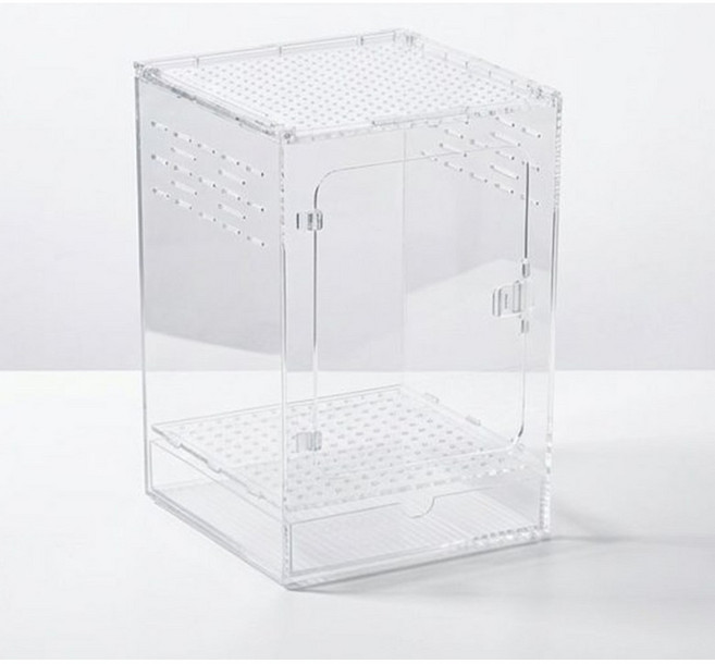 캐릿비 청소가 편한 도마뱀 피그미다람쥐 아크릴 사육장, 1개, 20*20*30cm