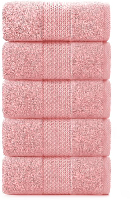 록신 명품 호텔수건 코마사 부드러운 고퀄리티 수건 540GSM 40수 5종세트, 5개, 핑크