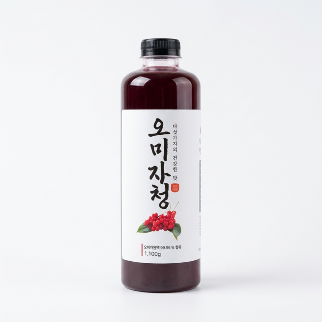 오미자청 5가지 풍부한 맛 문경 오미자 원액 진한 액기스 엑기스 임산부 국내산 오미자차 홈카페 베이스, 1.1kg, 1개, 1개입