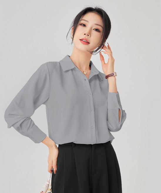 YAMANMAN 여성 베이직 긴팔셔츠 블라우스 출근룩