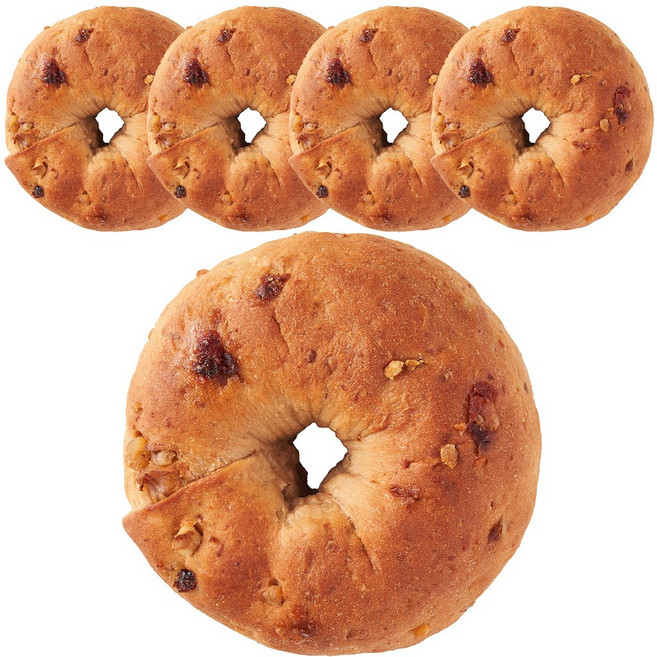 홀위트데이 고단백 프로틴 저당 통밀 베이글 호두크랜베리, 5개, 120g