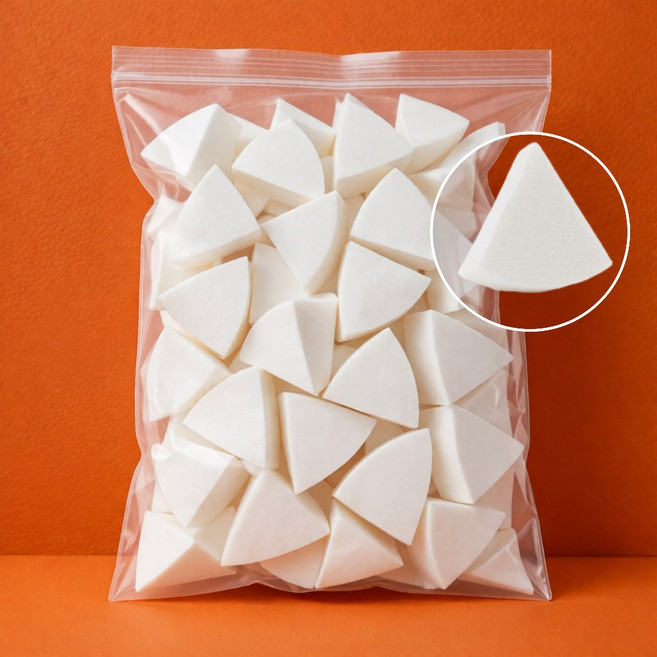 GACA 프리미엄 라텍스 퍼프 화장 쫀쫀 밀착 파운데이션 스펀지, 100개, 화이트