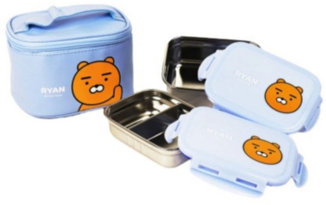 카카오프렌즈 귀여운캐릭터 2단 락스텐 도시락통 간식통 어린이 유아 아기 초등 유치원 소풍, 1개