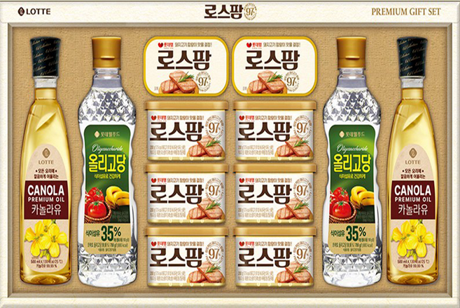 롯데 추석 선물 세트 로스팜120g 로스팜200g 카놀라유 500ml 올리고당 700g 설 선물 명절 세트 + 쇼핑백, 1개