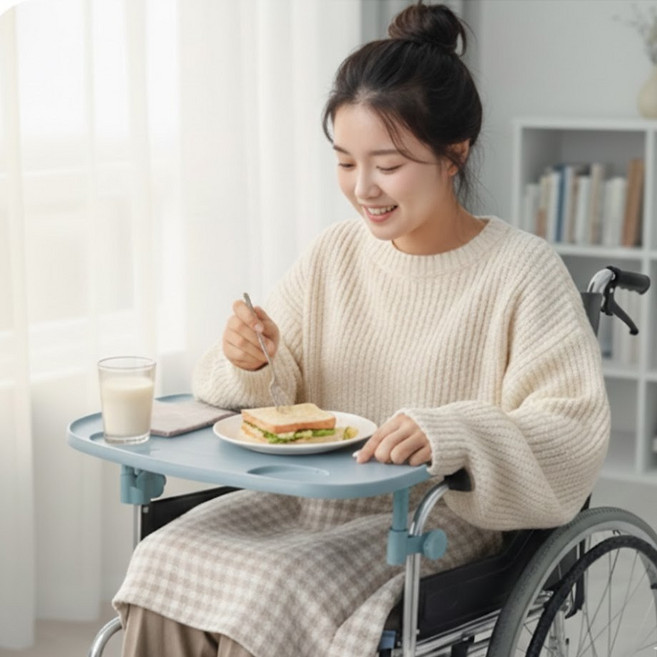 메디코 휠체어식판 탈부착용 테이블 MK-330A 고정식 휠체어식탁 휠체어책상 휠체어테이블, 1개