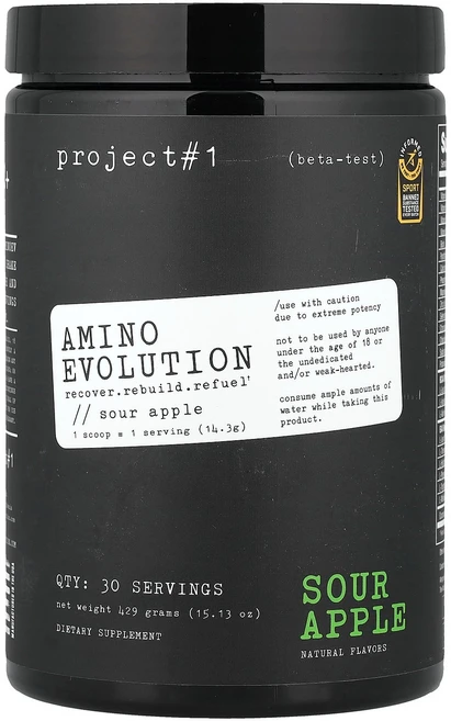 Project 1 뉴트리 Nutrition Amino E볼루션 사워 애플 429g15.13oz129195원산지:기타, Project 1 뉴트리 Nutrition, Amino, 1개, 429g - 쿠팡