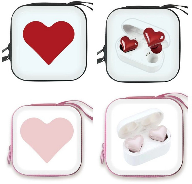 킹콩프로 미니 하트 파우치 휴대용 다용도 이어폰 케이블 보관함 악세사리 수납 미니박스 2P