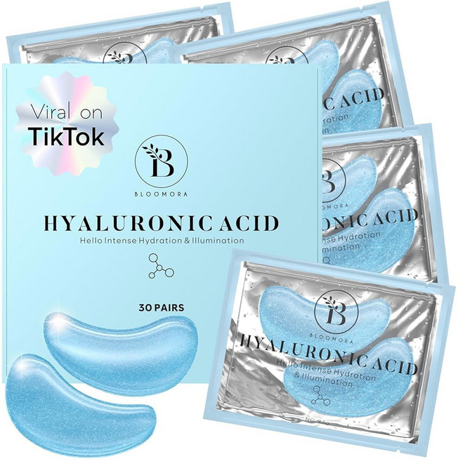 블루모라 히알루론산 언더 아이 패치 30쌍 퍼프 다크 서클 마스크 케어 트리트먼트