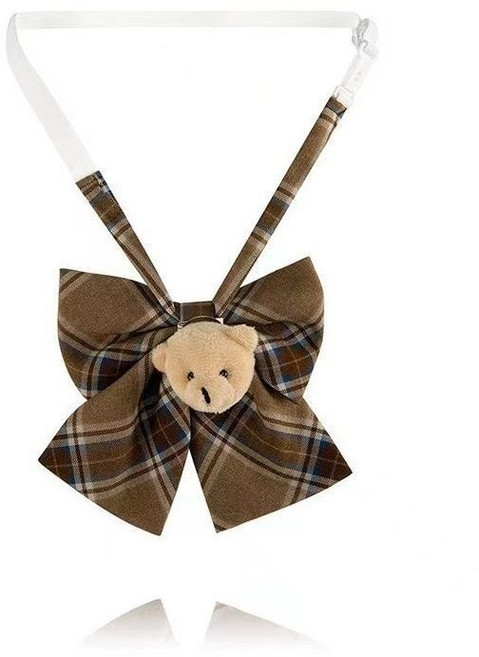 兒童領帶 小熊格紋學院風領結