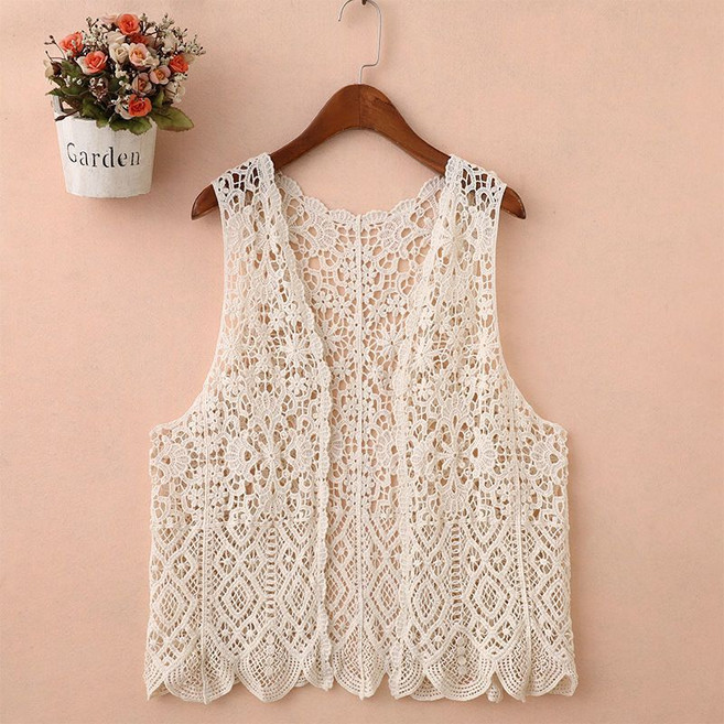 여성용 여름 루즈핏 그물조끼 빈티지 니트 펀칭 베스트