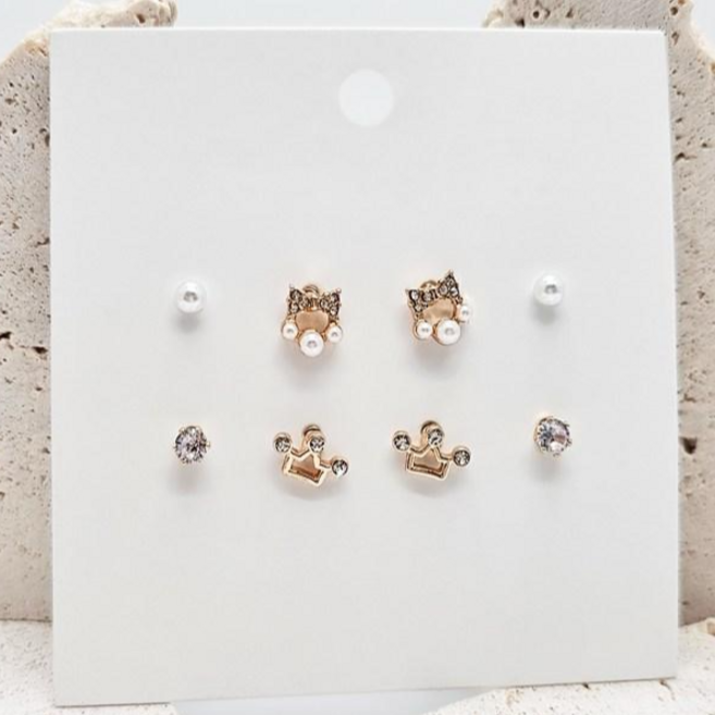 진주왕관 귀걸이 4종 세트 골드 실버 알러지방지 고퀄리티 스터드 하객룩 데이트 선물추천 무니켈 써지컬 도금 드롭 매트 큐빅 유니크 가성비 모임 동창회 청모