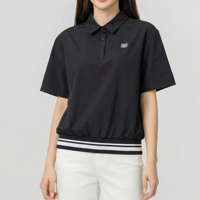 베러투데이 여성 골프웨어 파크골프 아이스 타공 블루종 반팔 카라 티셔츠