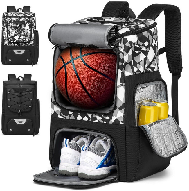 구기종목 다용도 농구가방 축구가방 농구화 축구화 수납 백팩 스포츠가방 운동화 보관가방, 1개, 카모패턴 (51x24x36)