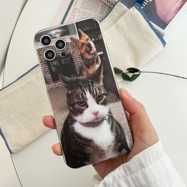 쁘띠마켓 셀카 고양이 강아지 아이폰 풀커버 케이스