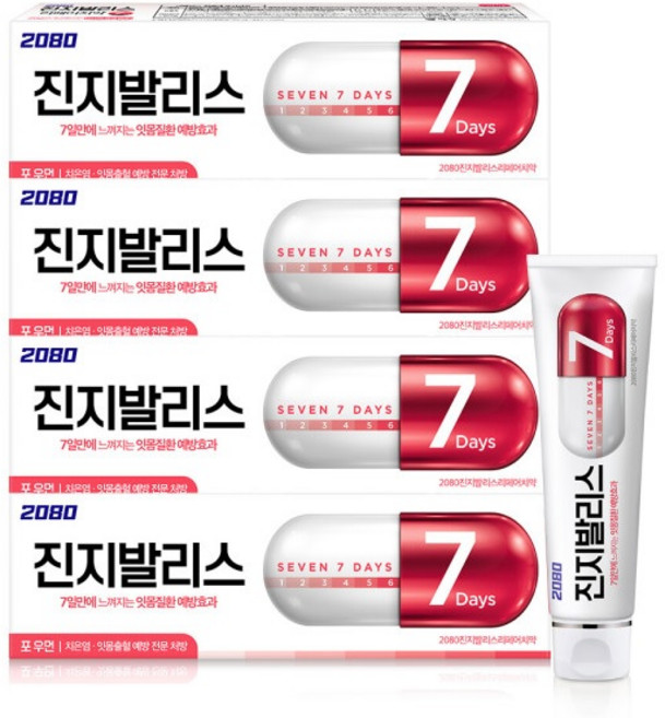 2080 진지발리스 리페어 포우먼 치약 100gX4입, 100g, 4개