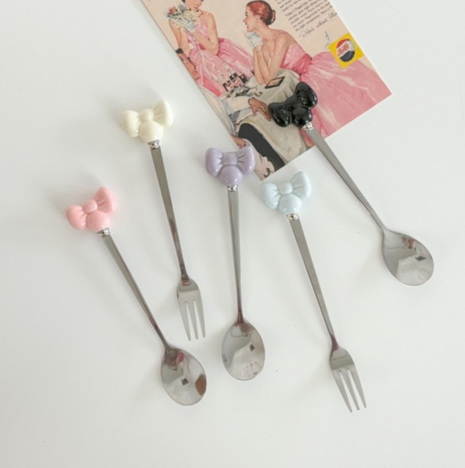 발레리본 티포크 티스푼 디저트 포크, 상세페이지 참조, 1개