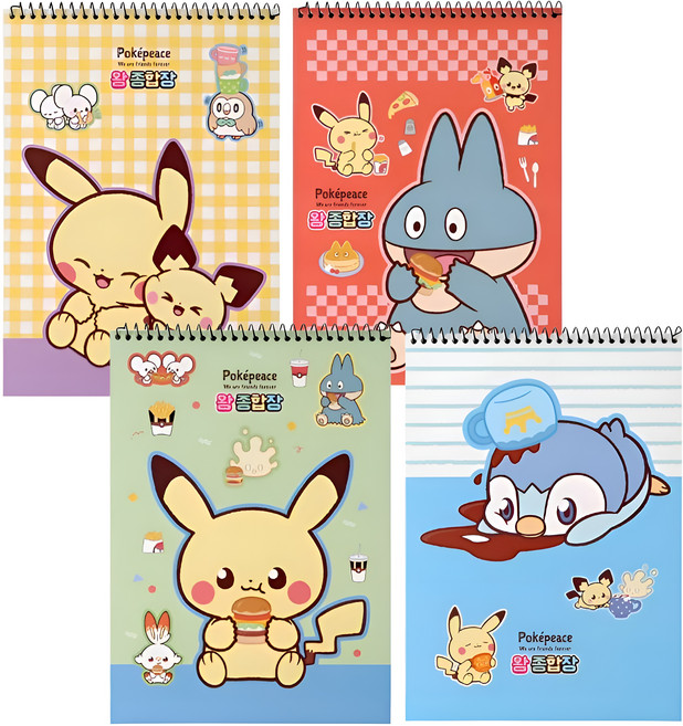 포켓몬스터 초등 무선 스프링 줄없는 종합장 30매, 2개, 랜덤