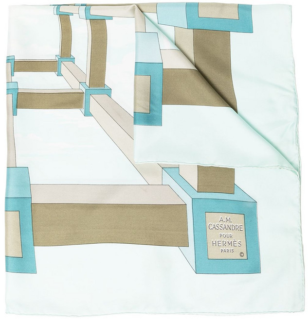 에르메스 중고 카상드르 스트라이프 실크 스카프