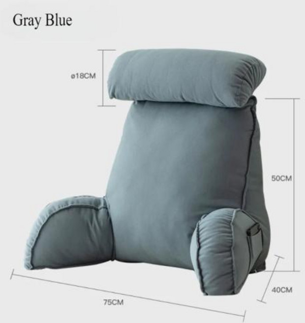 게이밍 독서 반달 쿠션 쿠션테이블 등받이 멀티 쿠션 세척 가능한 머리판 부드러운 침대 머리 가방 목 보호 받침 소파 허리, 1개, Gray Blue