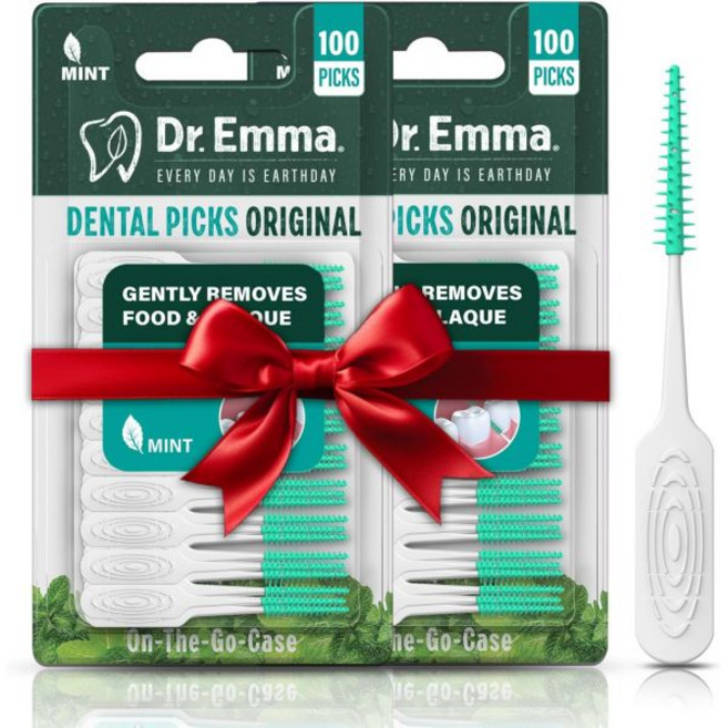 오리지널 덴탈 픽스 민트 소프트 러버라이즈드 치실 이쑤시개 사용하기 쉬운 브러시 100개/팩 2팩 총 200개, 오리지널 덴탈 픽스 민트 소프트 러버라이즈드 치실 이쑤