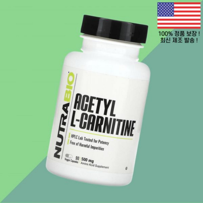 뉴트라바이오 아세틸 엘 카르니틴 L카르니틴 엘카르니틴 카르티닌 아미노산 500mg 식물성 베지캡슐 90정 NutraBio Acetyl L Carnitine 90 Veggie C, 1개