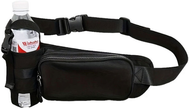 런닝벨드 핸드폰보관 물통 수납형 흔들림 없는 허리조임 러닝가방, 1개, 블랙