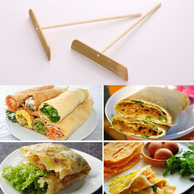 竹蜻蜓刮板 煎餅工具 雞蛋餅刮板 翻餅桿 家用烙煎餅耙子, 1個, 小號竹煎餅刮板110cm