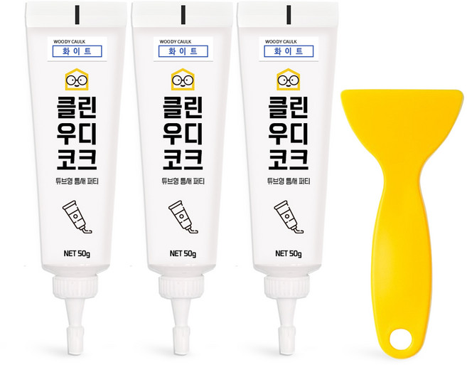 철물팩토리 퍼티 우디코크 마루바닥보수 메꾸미 보수제, 화이트+화이트+화이트+PVC헤라, 1개