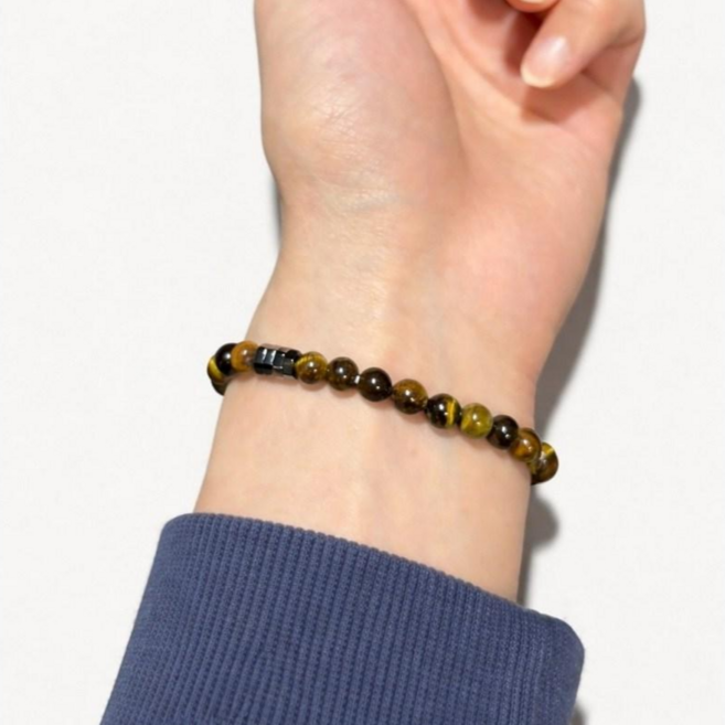 라베사 원석팔찌 헤마타이트 메탈 포인트 팔찌 레이어드 남녀공용