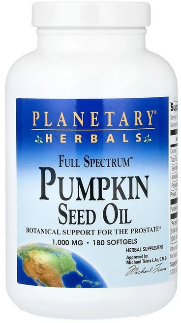Planetary Herbals Full Spectrum™ 호박씨 오일 1 000mg 소프트젤 180정 Herbals (플래니터리 허벌), 180 개 - 쿠팡