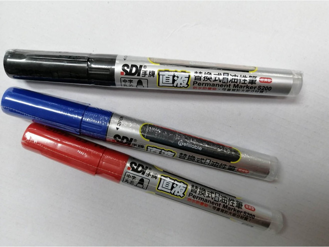 【SDI 】 S200 手牌 直液 替換式油性筆 萬用 經濟型 中字 防水防暈染E-1, 1個, 黑