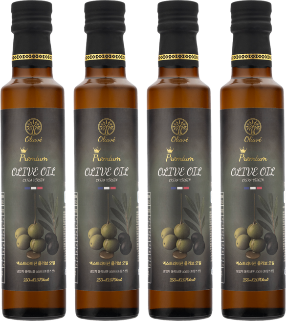 올리아베 엑스트라버진 산도0.2 프랑스 아르베키나 냉압착 올리브오일, 4개, 250ml