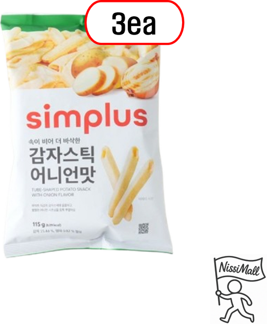 simplus 감자스틱 어니언맛, 3개, 115g