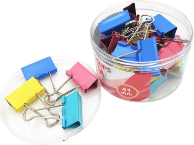 長尾夾 文件夾 金屬夾 魚尾夾 辦公文具 書夾, 1個, 2號41mm -24個裝彩色一盒