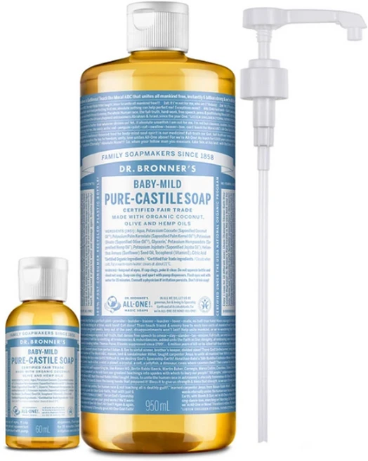 닥터브로너스 캐스틸 솝 950ml+60ml+펌프 세트 12종 택1, 1개 - 쿠팡