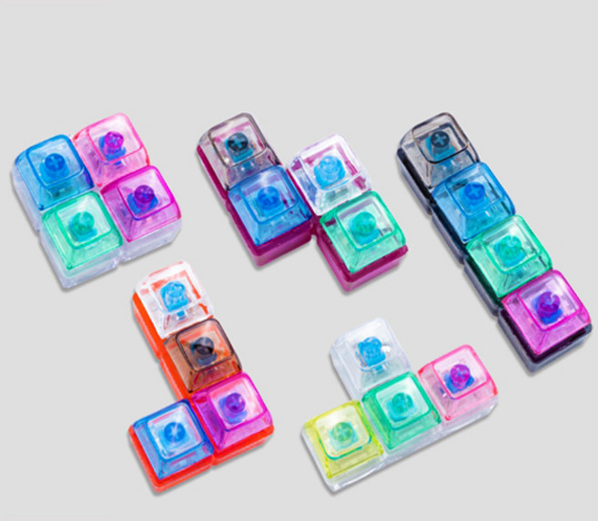 LED 불빛 테트리스 4구 키보드 키캡 딸깍이 4종 세트