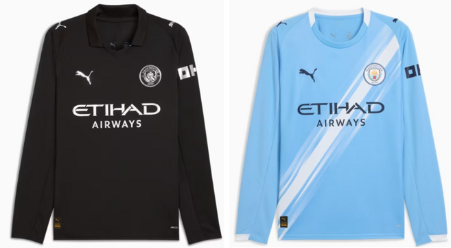 푸마 블록코어룩 핫템! 25/26시즌 맨시티 홈 레플리카 / 맨시티 어웨이 레플리카 긴팔 티셔츠