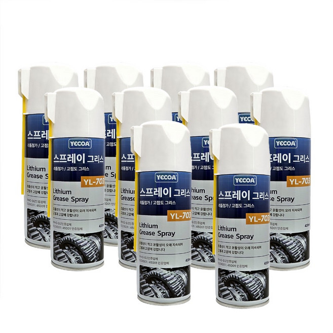 영일 스프레이 그리스 420ml 윤활 그리스 스프레이 (자동차/공구용), 10개