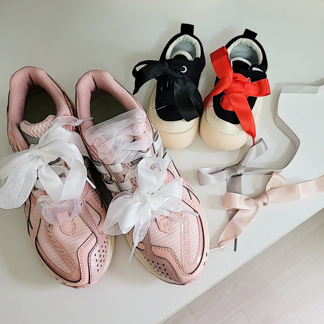 드림컴하비 새틴 발레코어 리본 짧은 슈레이스 운동화끈 80cm