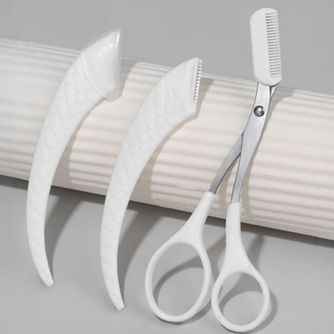 눈썹 정리 칼 초승달 다듬기칼 휴대용 눈썹 정리 용품 페이셜 면도기 트리머 미용 얼굴 섬세 제모 가위, 눈썹칼