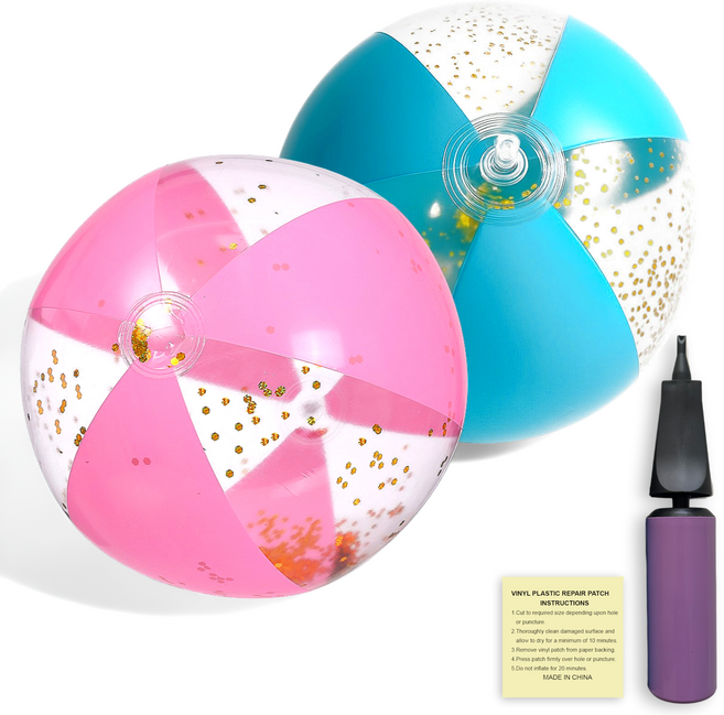 준비끝 물놀이 스팽글 비치볼, 2개, 핑크+블루, 40cm