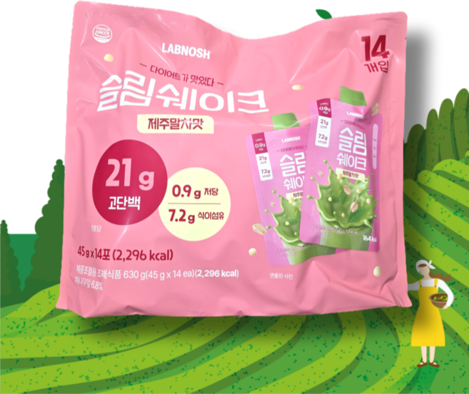 랩노쉬 슬림쉐이크 제주말차, 45g, 14개