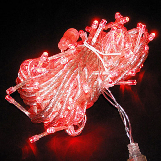 엘스토리몰 LED 은하수전구 9M 96구 5개 + 점멸기 1개 크리스마스 트리 조명 전구, 투명선 적색 5개 + 점멸기 1개