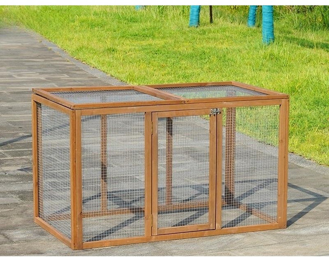 원목 야외 닭장 야외 조립식 조류 사육장 병아리 케이지 대형 귀농 키우기, 중형 플랫탑_브라운