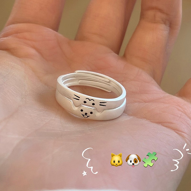 FANSYLI 1+1 커플링 남여 커플 반지 조절형 반지 심플 반지 밸런타인데이 선물 우정링 오픈링 반지 세트 결혼반지 생일 기념일 선물 Rt2604A08