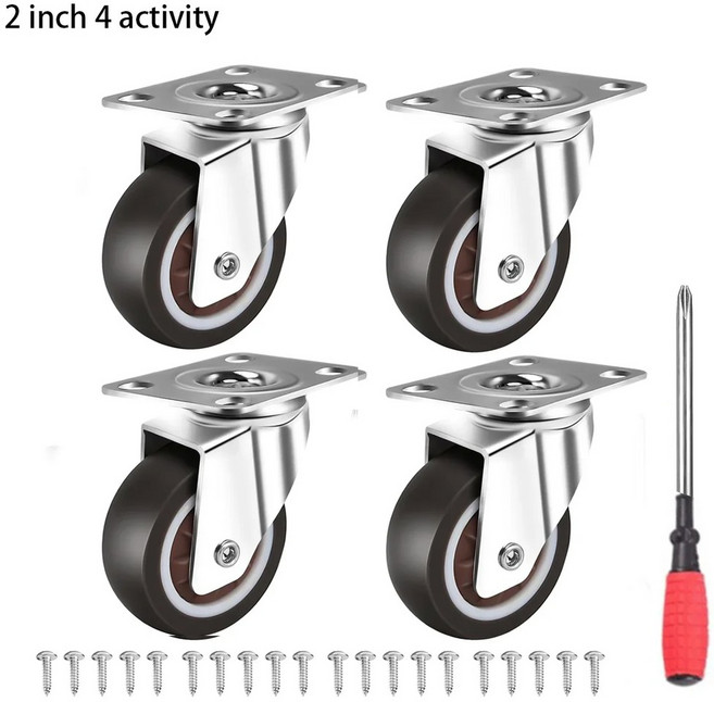 4PCS 회전 헤비 듀티 가구 안전 브레이크가있는 테이블 소파 자동 바퀴 인치, 2 inch activity